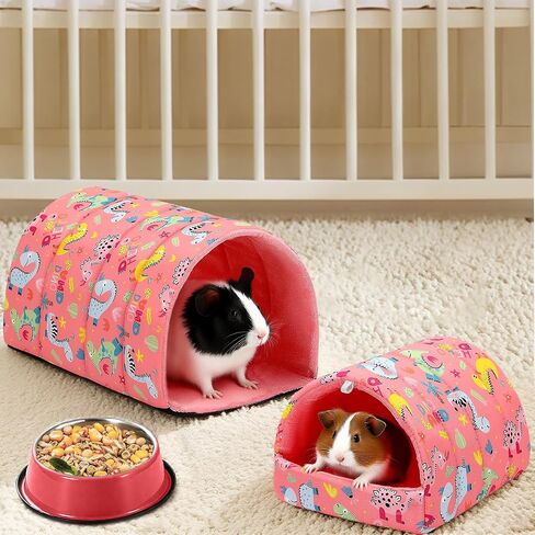 2 Pack Guinea Pig Hideout, Guinea Pig Bed with Guinea Pig Tunnel Washable Small Animal House Cage Accessories for Mouse Chinchillas Hamsters Hedgehogs Ferrets Bearded Dragons and Rats in Saudi Arabia