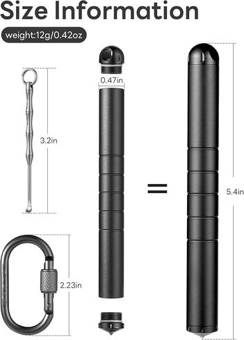 تيسور حافظة حبوب الدواء بسلسلة مفاتيح، منظم حبوب صغير من التيتانيوم، حامل حبوب مقاوم للماء، حاوية حبوب دواء اي دي سي، انبوب معدني للتخييم والسفر للرجال والنساء (حاوية حبوب صغيرة بلون اسود) in Kuwait