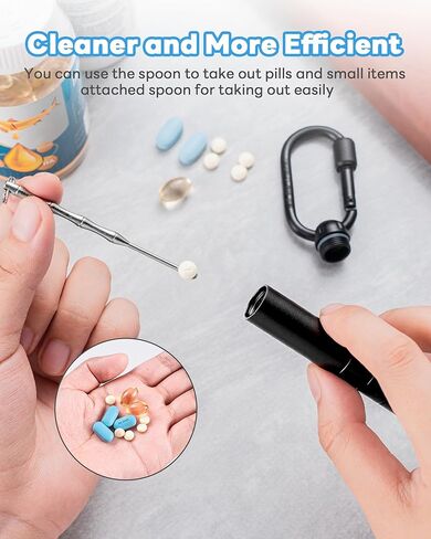 تيسور حافظة حبوب الدواء بسلسلة مفاتيح، منظم حبوب صغير من التيتانيوم، حامل حبوب مقاوم للماء، حاوية حبوب دواء اي دي سي، انبوب معدني للتخييم والسفر للرجال والنساء (حاوية حبوب صغيرة بلون اسود) in Kuwait