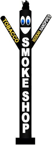 10 أقدام طويل القامة متجر الدخان الهواء نفخ Tubeman راقص الشيشة أنابيب اليد الرقص بطريقة مثالية الحصول على العلامة التجارية التجارية لاحظت أنبوب الدمى الرجل متوافق مع 12 "قطر الفيلكرو جبل دون منفاخ أسود (10 قدم) in Kuwait