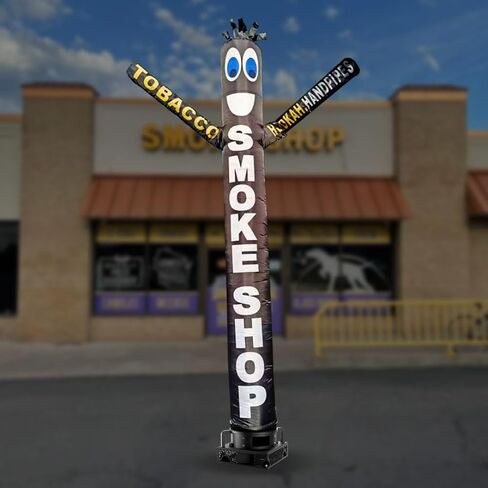 10 أقدام طويل القامة متجر الدخان الهواء نفخ Tubeman راقص الشيشة أنابيب اليد الرقص بطريقة مثالية الحصول على العلامة التجارية التجارية لاحظت أنبوب الدمى الرجل متوافق مع 12 "قطر الفيلكرو جبل دون منفاخ أسود (10 قدم) in Kuwait