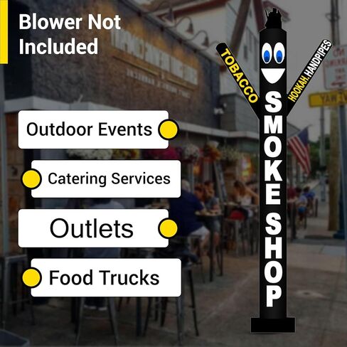 10 أقدام طويل القامة متجر الدخان الهواء نفخ Tubeman راقص الشيشة أنابيب اليد الرقص بطريقة مثالية الحصول على العلامة التجارية التجارية لاحظت أنبوب الدمى الرجل متوافق مع 12 "قطر الفيلكرو جبل دون منفاخ أسود (10 قدم) in Kuwait