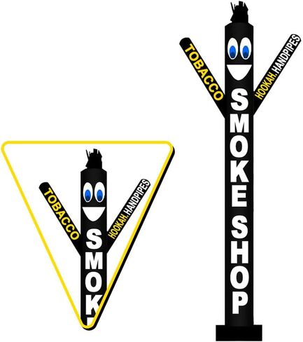 10 أقدام طويل القامة متجر الدخان الهواء نفخ Tubeman راقص الشيشة أنابيب اليد الرقص بطريقة مثالية الحصول على العلامة التجارية التجارية لاحظت أنبوب الدمى الرجل متوافق مع 12 "قطر الفيلكرو جبل دون منفاخ أسود (10 قدم) in Kuwait