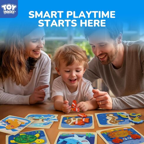 TOY Life Wooden Puzzles for Toddlers 1-3, 7 Pack Dinosaur Puzzle for Kid Age 1-3, Dinosaur Toys for Kids, Montessori Toys for Kids Birthday Gifts for 1 2 3 + Year Old Boys Girls in Saudi Arabia
