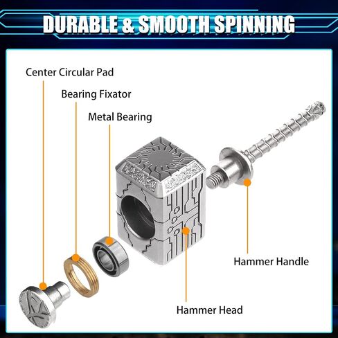 Transformable Fidget Spinner, Metal Hand Hammer Fidgit Toy for Kids Adults, Cool Shield Chain Fingertip Gyro Stress Relief Cube for Office, Stocking Stuffer Gifts for Christmas New Year 2 Pack in Kuwait