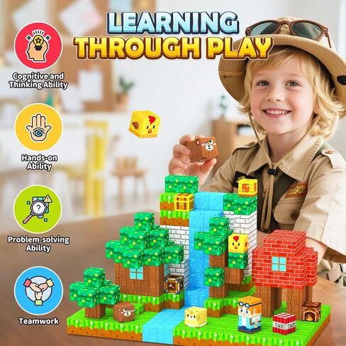 الكتل المغناطيسية ، لبنات البلاط المغناطيسية STEM Montessori Toddler Kids Toys for Boys Girls Vens 3+ ، Teacational Construction Outdoor Toys ، يجب الحصول على هدايا تعليمية حسية (0.8 بوصة) in Kuwait