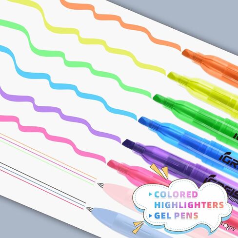 Dual Tip Aesthetic Highlighters 8 Colors and 2 Pcs 3 in 1 Multicolor Gel Pens 6 Colors Ink, Chisel & Fine Tips, No Bleed, Cute Bible Highlighters Assorted Colors for Journaling Textbook in Saudi Arabia