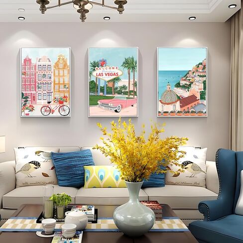 مجموعات الطلاء الماسي من LIULIMI، مجموعة طلاء الماس للمناظر الطبيعية العالمية 5D DIY، فن الماس المستدير بنمط الرسوم المتحركة الماسي بالكامل 12 × 16 بوصة (أوريستانو) in Kuwait