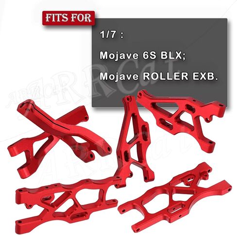 تعليق أمامي وخلفي أذرع لـ Arrma 1/7 Mojave 6S BLX، ARRCat RC ترقيات جزء القفزات، 6 قطع من الألومنيوم مجموعة ذراع التأرجح السفلي العلوي لـ Arrma 1/7 Mojave 6S BLX، أزرق in Kuwait