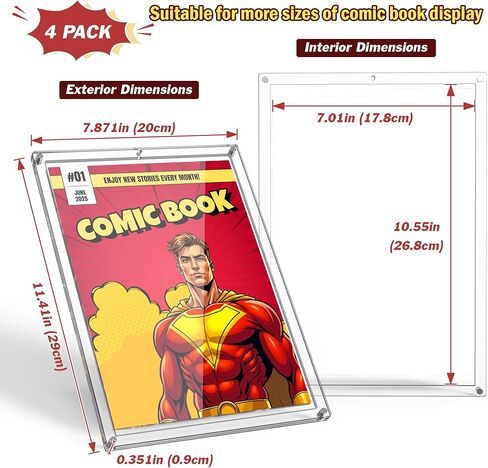 1 حزمة الحزمة المشتركة المغناطيسية الحالية واقي الكتب الهزلية الصعبة العلبة أكريليك واضحة واحدة اللمس حاملي الكتب الهزلية الحماية من الحماية من الكتب الهزلية الحائط in Kuwait