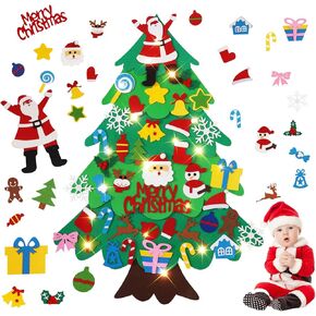 3ft DIY شعرت شجرة عيد الميلاد للأطفال ، زينة عيد الميلاد الداخلية مع أضواء السلسلة ، 38 PCS جدار الزخارف المعلقة in Kuwait