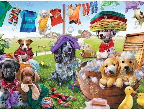 Bits and Pieces - 500 Piece Jigsaw Puzzle for Adults – ‘Puppies Playing’ 500pc Large Piece Jigsaw by Artist Adrian Chesterman - 18" x 24" in Saudi Arabia