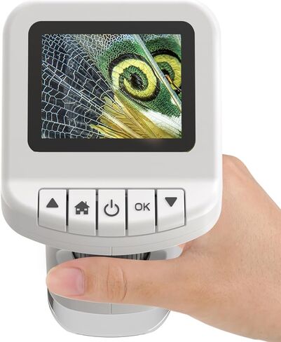 1200X Handheld Portable Microscope for Kids Digital Scope 2.0" Screen Rechargeable STEM Toy Slide Kit Pocket Science Gift for Children Ages 6-12 Students (White) in Saudi Arabia