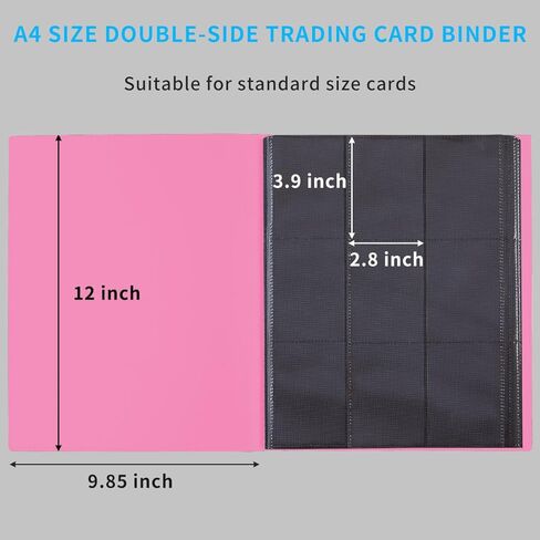 حافظة بطاقات JIQEZNL، حافظة بطاقات تجارية مطورة مكونة من 432 جيبًا، حافظة مجموعة بطاقات 9 جيوب، حامل كتب Yugioh Binder للتحميل الجانبي لـ MTG، TCG، الرياضة، كرة القدم، بطاقات جامع البيسبول - أسود in Kuwait