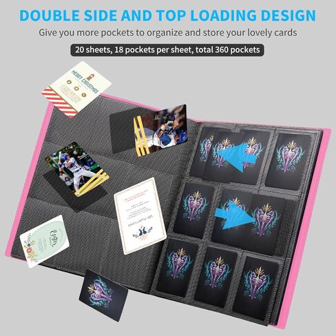 حافظة بطاقات JIQEZNL، حافظة بطاقات تجارية مطورة مكونة من 432 جيبًا، حافظة مجموعة بطاقات 9 جيوب، حامل كتب Yugioh Binder للتحميل الجانبي لـ MTG، TCG، الرياضة، كرة القدم، بطاقات جامع البيسبول - أسود in Kuwait