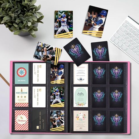 حافظة بطاقات JIQEZNL، حافظة بطاقات تجارية مطورة مكونة من 432 جيبًا، حافظة مجموعة بطاقات 9 جيوب، حامل كتب Yugioh Binder للتحميل الجانبي لـ MTG، TCG، الرياضة، كرة القدم، بطاقات جامع البيسبول - أسود in Kuwait