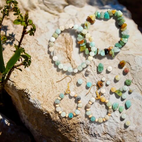 Funtopia 32 Colors Crystal Beads for Jewelry Making,1200 Pcs Natural Stone Beads Bracelet Making Kit Adults 5-8mm Irregular Crystals and Gemstones Chips for Bracelet Necklace Earring DIY Craft in Saudi Arabia