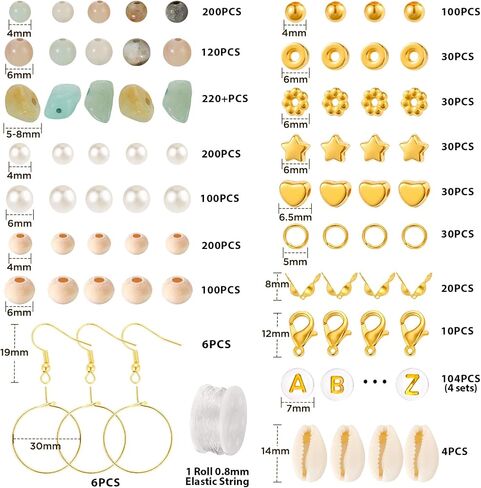 Funtopia 32 Colors Crystal Beads for Jewelry Making,1200 Pcs Natural Stone Beads Bracelet Making Kit Adults 5-8mm Irregular Crystals and Gemstones Chips for Bracelet Necklace Earring DIY Craft in Saudi Arabia
