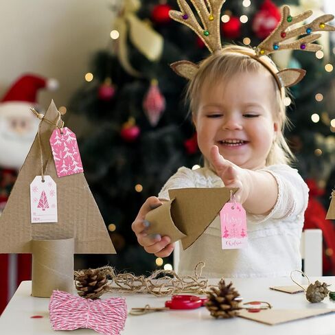 مجموعة بطاقات هدايا ورقية شتوية مكونة من 120 قطعة من Whaline باللون الأبيض والأزرق لملصقات عيد الميلاد المعلقة مع خيط من الجوت بطول 66 قدمًا لتزيين فنون وحرف عيد الميلاد بنفسك، لوازم حفلات هدايا العطلات، 10 تصميمات in Saudi Arabia