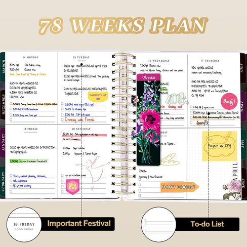 Planner 2025-2026, 18 Months Large Academic Daily Weekly Monthly Planner Organizer, July. 2025 - Dec. 2026, 8.5x9.8" Agenda with Page Tabs, Separator Page, Pocket Folder, Bookmark, Stickers & Sticky Note Set in Kuwait