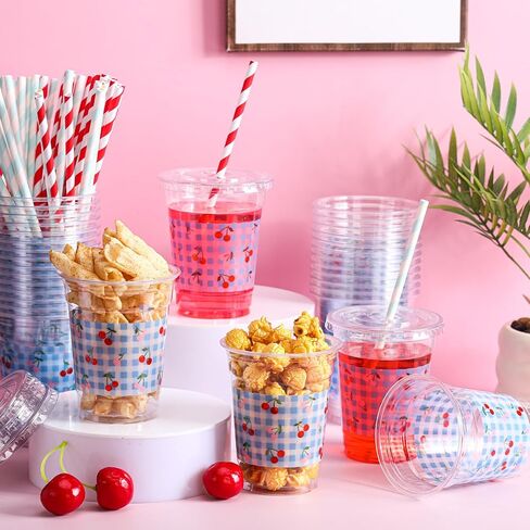 50 PCS Halloween Ghost Party Cups يمكن التخلص من البلاستيك 12 أونصة مع قش الطبقات تحت عنوان الحفلات اللوازم البلاستيكية للبلاستي in Saudi Arabia