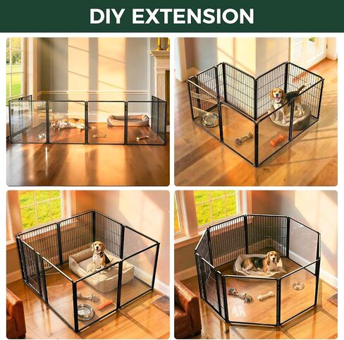 FXW Acrylic & Metal Unleashed Indoor Dog Playpen - مسرحية خالية من الإجهاد وآمنة ، وألواح أكريليك 4 بوصة 4 بوصة + 4 ألواح سلكية القلم الكلب للجرو والكلاب الصغيرة. in Kuwait