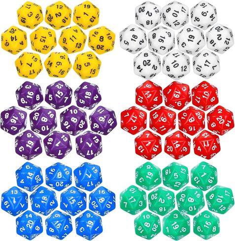 60 Pieces D20 Polyhedral Dice Set 20mm Large 20 Sided Pearl Mixed Color Game Dice Assortment Spin Down D20 Set for RPG, Table Games Fantasy Warrior Mage Accessories(Retro Color) in Saudi Arabia