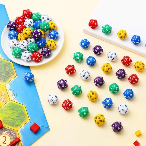 60 Pieces D20 Polyhedral Dice Set 20mm Large 20 Sided Pearl Mixed Color Game Dice Assortment Spin Down D20 Set for RPG, Table Games Fantasy Warrior Mage Accessories(Retro Color) in Saudi Arabia