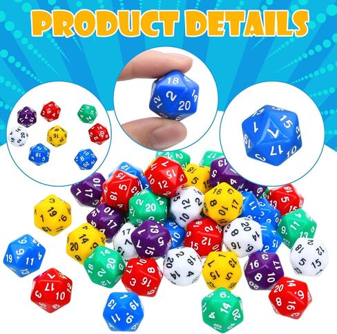 60 Pieces D20 Polyhedral Dice Set 20mm Large 20 Sided Pearl Mixed Color Game Dice Assortment Spin Down D20 Set for RPG, Table Games Fantasy Warrior Mage Accessories(Retro Color) in Saudi Arabia