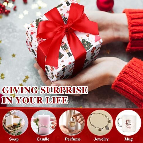 Sabary 25 Pcs Christmas Red Gift Boxes with Lids 4 x 4 x 4 Inches Candy Design Christmas Kraft Gift Boxes with Red Ribbons Small Present Box for Christmas Wedding Party Favor Birthday in Kuwait