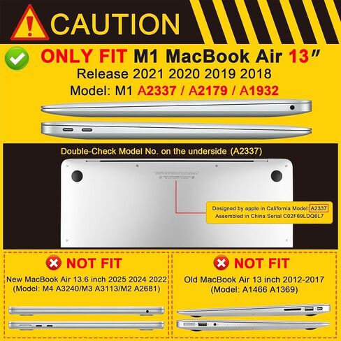 حافظة MEEgoodo لجهاز MacBook Air 13 بوصة 2021 2020 2019 2018 الإصدار A2337 M1 A2179 A1932 مع معرف اللمس، هيكل صلب من البلاستيك المتين المقاوم للصدمات مع مسند قابل للطي لجهاز MacBook Air 13.3، كاكي in Kuwait