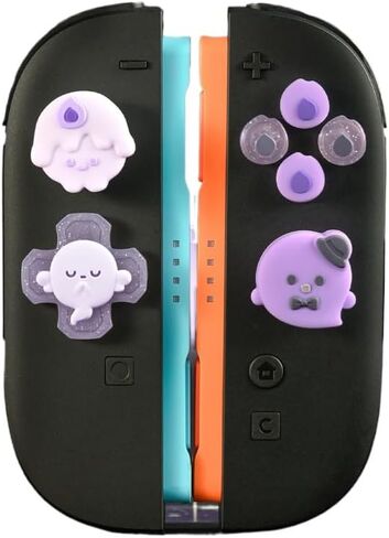 أغطية أزرار Joy Con Thumb Grip من السيليكون من PerfectSight Switch، غطاء عصا التحكم متوافق مع Nintendo Switch/OLED/Switch Lite، 4 قطع (Glitter Monster) in Kuwait
