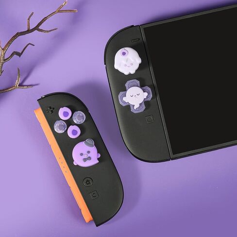 أغطية أزرار Joy Con Thumb Grip من السيليكون من PerfectSight Switch، غطاء عصا التحكم متوافق مع Nintendo Switch/OLED/Switch Lite، 4 قطع (Glitter Monster) in Kuwait