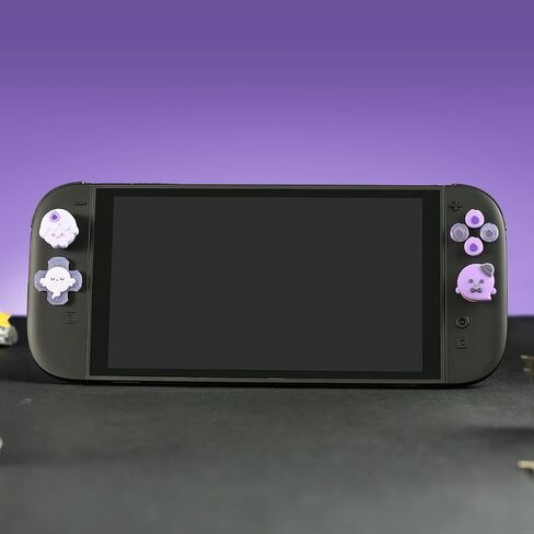 أغطية أزرار Joy Con Thumb Grip من السيليكون من PerfectSight Switch، غطاء عصا التحكم متوافق مع Nintendo Switch/OLED/Switch Lite، 4 قطع (Glitter Monster) in Kuwait