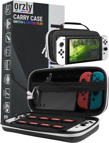 Orzly Carry Case for white Nintendo Switch Oled console with accessories and Games storage compartment - Easy Clean Case Gift Boxed Edition in Saudi Arabia
