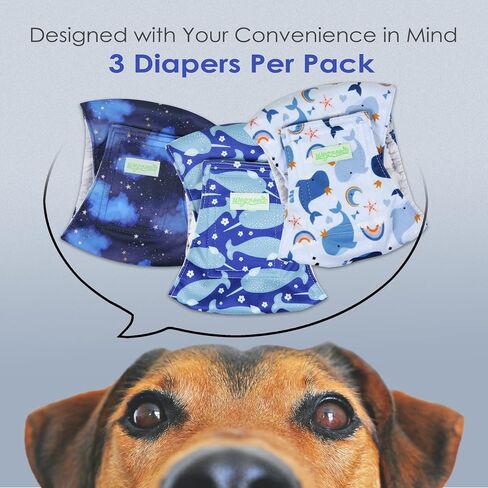 wegreeco Washable Male Dog Belly Band (Stylish Pattern)- Pack of 3 - Washable Male Dog Belly Wrap, Dog Diapers Male (Funny Dogs, X-Large) in Kuwait
