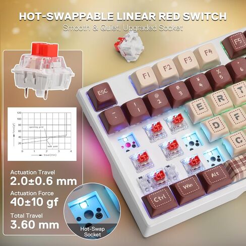 Redragon K668 RGB Gaming Keyboard, 104 Keys + Extra 4 Hotkeys Wired Mechanical Keyboard w/Sound Absorbing Foams, Upgraded Hot-swappable Socket, Mixed Color Keycaps, Red Switch in Kuwait