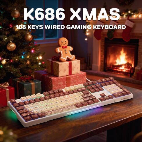 Redragon K668 RGB Gaming Keyboard, 104 Keys + Extra 4 Hotkeys Wired Mechanical Keyboard w/Sound Absorbing Foams, Upgraded Hot-swappable Socket, Mixed Color Keycaps, Red Switch in Kuwait