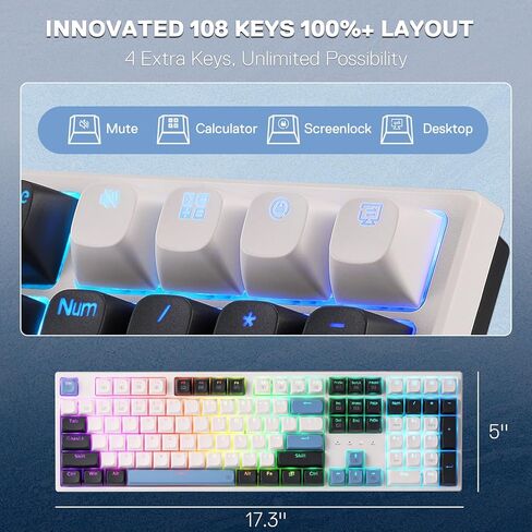 ريدراجون كيبورد ميكانيكي K668، RGB، سلكية، مفاتيح حمراء، ابيض، الوان متعددة in Kuwait