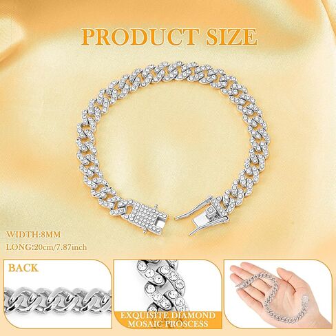 Tallew 8 Inch Doll Necklace Accessories for 17cm Mini Plush Toy, Metal Chain Necklace with Buckle Diamond Collar Jewelry for Doll Outfit Decoration, Keychain Gifts for Fans in Saudi Arabia