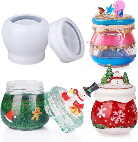 LET'S RESIN Jar Resin Molds Silicone, Mushroom Resin Jar Mold with Lid, Silicone Molds for Epoxy Resin, Epoxy Molds Silicone for Christmas Gifts, Storage Container, Candle Holder, Candy Jar in Saudi Arabia