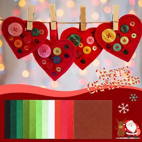 96 Pieces Christmas Felt Fabric Sheets Felt Fabric Squares Soft Felt Fabric Sheets Assorted Colors Felt Craft Sheets for DIY Crafts Sewing Christmas Decoration, 4 x 4 Inch 12 Colors in Saudi Arabia