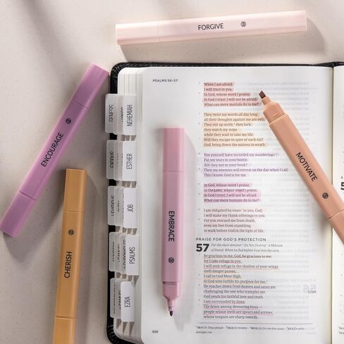 DIVERSEBEE Bible Highlighters Assorted Colors, 5 Pack No Bleed Dual Tip Aesthetic Pastel Highlighter Pens for Journaling, Note Taking, School, Bible Study Supplies and Accessories (Dawn) in Saudi Arabia