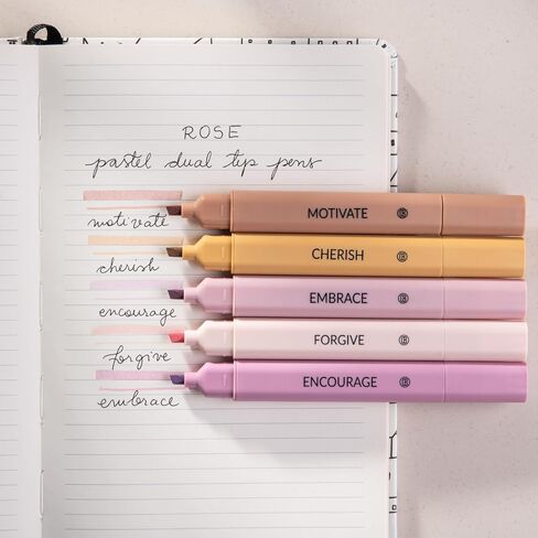 DIVERSEBEE Bible Highlighters Assorted Colors, 5 Pack No Bleed Dual Tip Aesthetic Pastel Highlighter Pens for Journaling, Note Taking, School, Bible Study Supplies and Accessories (Dawn) in Saudi Arabia