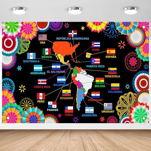 Avezano Hispanic Honerage Month Banner National Hispanic Honarage Decorations American Backdrop Banner Spanish Decortations (6 × 3.6 قدم) in Saudi Arabia