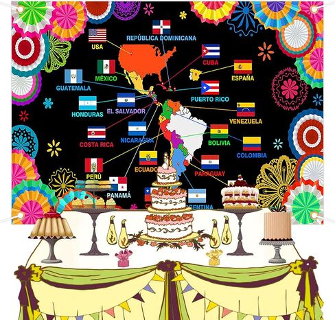 Avezano Hispanic Honerage Month Banner National Hispanic Honarage Decorations American Backdrop Banner Spanish Decortations (6 × 3.6 قدم) in Saudi Arabia