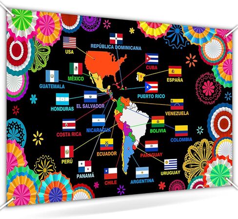 Avezano Hispanic Honerage Month Banner National Hispanic Honarage Decorations American Backdrop Banner Spanish Decortations (6 × 3.6 قدم) in Saudi Arabia