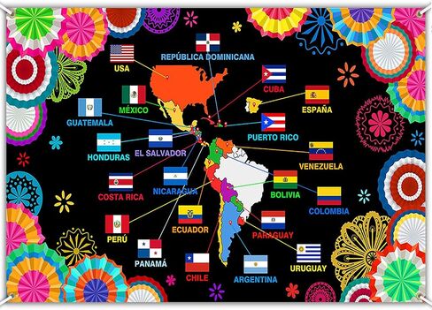 Avezano Hispanic Honerage Month Banner National Hispanic Honarage Decorations American Backdrop Banner Spanish Decortations (6 × 3.6 قدم) in Saudi Arabia