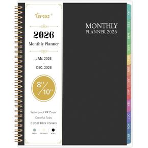 2026 Monthly Planner - 2026 Planner with Tabs, Jan 2026 - Dec 2026, 9" x 11" Large Monthly Planner/Calendar, Back Pocket, Perfect for School Office Home Planning in Saudi Arabia