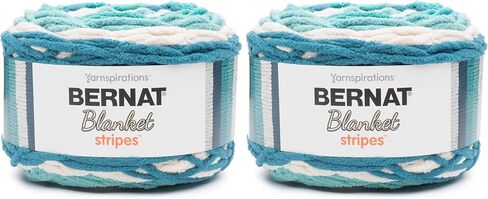 Bernat Blanket Stripes Yarn, 10.5 oz, Gauge 6 Super Bulky Chunky, Teal Deal in Saudi Arabia